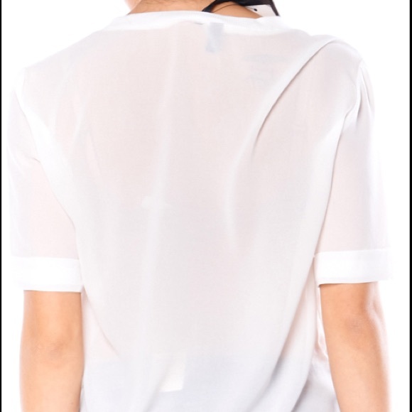 Mango Sheer One Pocket White Tee, XXS - Picture 2 of 9